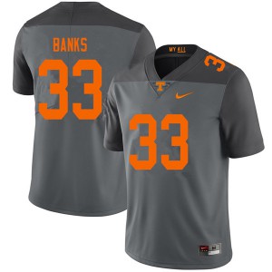 Mens Tennessee Volunteers Jeremy Banks #33 Gray College Jerseys 115262-889