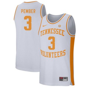 Men Tennessee Volunteers Drew Pember #3 White Official Jerseys 206026-502