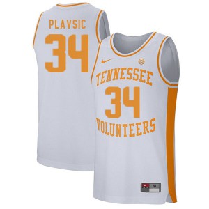 Mens Tennessee Volunteers Uros Plavsic #34 Official White Jerseys 422706-703