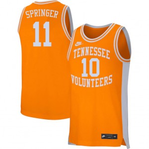Mens Tennessee Volunteers Jaden Springer #11 Alumni Orange Jerseys 938302-191