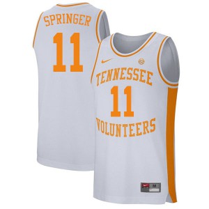 Mens Tennessee Volunteers Jaden Springer #11 White College Jerseys 528436-139