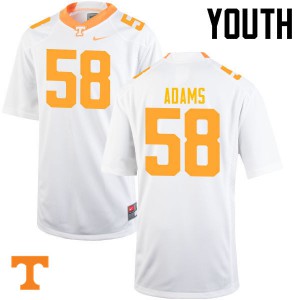 Youth Tennessee Volunteers Aaron Adams #58 Embroidery White Jerseys 654510-188