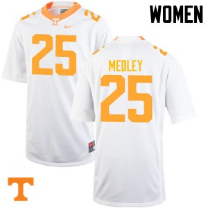 Womens Tennessee Volunteers Aaron Medley #25 White Stitched Jerseys 127466-325
