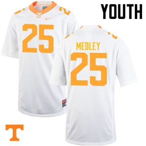 Youth Tennessee Volunteers Aaron Medley #25 White University Jersey 306276-913