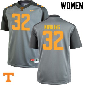 Womens Tennessee Volunteers Billy Nowling #32 Football Gray Jerseys 822578-688