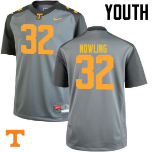 Youth Tennessee Volunteers Billy Nowling #32 Gray Football Jerseys 376833-850