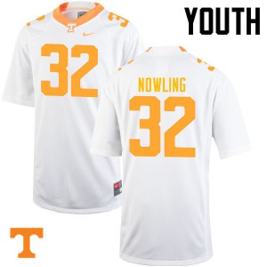 Youth Tennessee Volunteers Billy Nowling #32 White Stitch Jersey 554940-463
