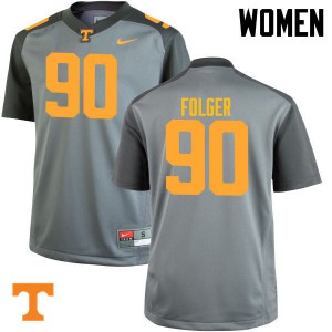 Womens Tennessee Volunteers Charles Folger #90 Gray Stitch Jersey 467314-651