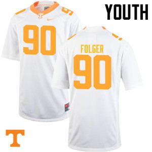 Youth Tennessee Volunteers Charles Folger #90 White University Jerseys 639749-789