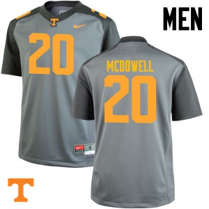 Men Tennessee Volunteers Cortez McDowell #20 Stitched Gray Jersey 837191-733