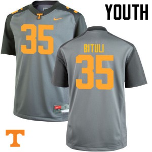 Youth Tennessee Volunteers Daniel Bituli #35 Gray Stitch Jerseys 994814-828