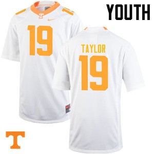 Youth Tennessee Volunteers Darrell Taylor #19 Stitched White Jerseys 816525-675