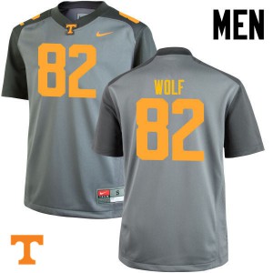Mens Tennessee Volunteers Ethan Wolf #82 Gray College Jerseys 422718-872
