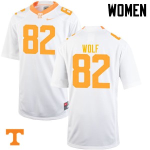Women Tennessee Volunteers Ethan Wolf #82 White Embroidery Jersey 170555-386