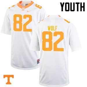 Youth Tennessee Volunteers Ethan Wolf #82 White Stitched Jersey 232648-672