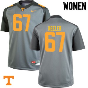 Women Tennessee Volunteers Joe Keeler #67 NCAA Gray Jerseys 958567-876