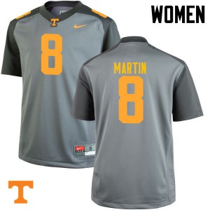 Womens Tennessee Volunteers Justin Martin #8 Gray College Jersey 526587-620