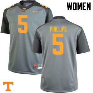 Women's Tennessee Volunteers Kyle Phillips #5 Gray NCAA Jerseys 828198-854