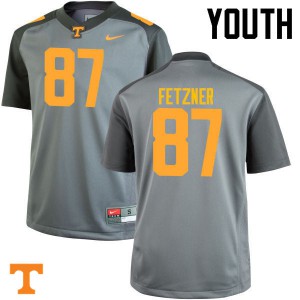 Youth Tennessee Volunteers Logan Fetzner #87 Gray Official Jerseys 744492-613