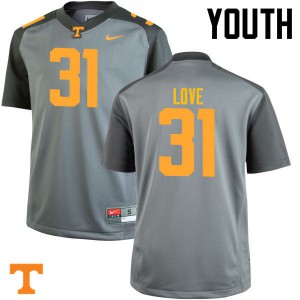 Youth Tennessee Volunteers Stedman Love #31 Gray Player Jersey 868166-547