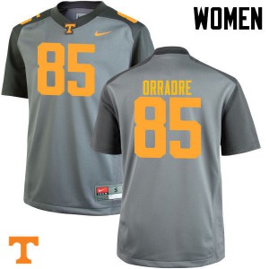 Womens Tennessee Volunteers Thomas Orradre #85 Gray Player Jersey 568936-482