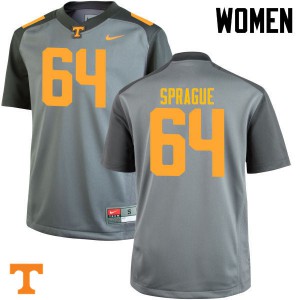 Womens Tennessee Volunteers Tommy Sprague #64 Gray College Jerseys 519090-333