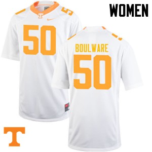 Womens Tennessee Volunteers Venzell Boulware #50 White Stitched Jersey 639367-956