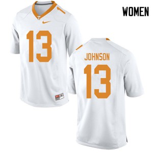 Women Tennessee Volunteers Deandre Johnson #13 NCAA White Jersey 863455-607