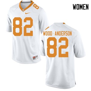 Womens Tennessee Volunteers Dominick Wood-Anderson #82 White Official Jerseys 953045-896