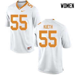 Womens Tennessee Volunteers Gatkek Kueth #55 College White Jerseys 678652-655