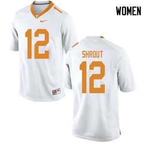Women's Tennessee Volunteers JT Shrout #12 University White Jersey 158361-690