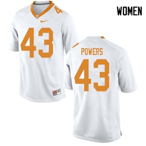 Womens Tennessee Volunteers Jake Powers #43 White Stitch Jerseys 963986-989