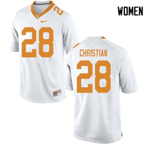 Women Tennessee Volunteers James Christian #28 White Player Jerseys 713535-391