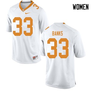 Women Tennessee Volunteers Jeremy Banks #33 Football White Jersey 925936-650