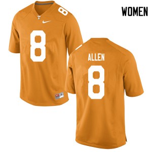 Womens Tennessee Volunteers Jordan Allen #8 University Orange Jerseys 944565-336