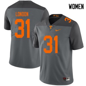 Women's Tennessee Volunteers Madre London #31 Official Gray Jersey 941152-223