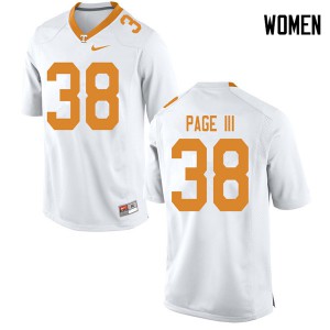 Women Tennessee Volunteers Solon Page III #38 Embroidery White Jerseys 461709-554