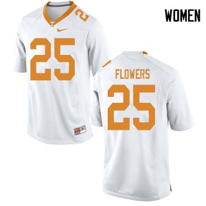 Womens Tennessee Volunteers Trevon Flowers #25 White Football Jersey 989693-338