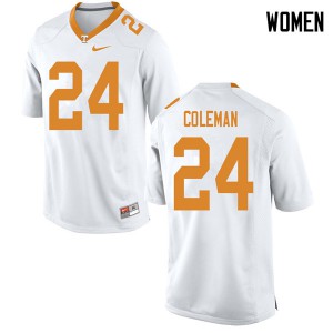 Women Tennessee Volunteers Trey Coleman #24 Official White Jerseys 823408-564