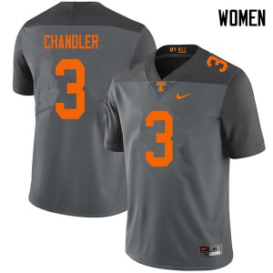 Women Tennessee Volunteers Ty Chandler #3 Player Gray Jerseys 110979-286