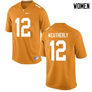 Womens Tennessee Volunteers Zack Weatherly #12 College Orange Jerseys 917884-250