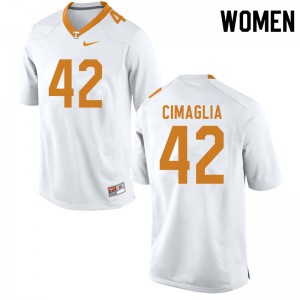 Womens Tennessee Volunteers Brent Cimaglia #42 Stitched White Jersey 454729-535