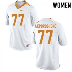 Women's Tennessee Volunteers Chris Akporoghene #77 NCAA White Jersey 340111-132