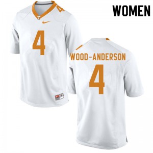 Women's Tennessee Volunteers Dominick Wood-Anderson #4 White High School Jersey 880353-464