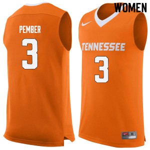 Womens Tennessee Volunteers Drew Pember #3 NCAA Orange Jersey 612752-199