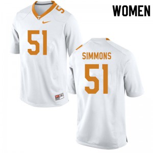 Womens Tennessee Volunteers Elijah Simmons #51 NCAA White Jerseys 940893-435