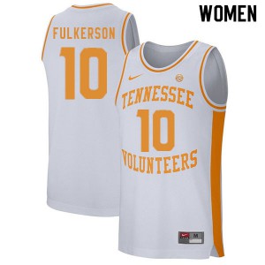 Womens Tennessee Volunteers John Fulkerson #10 White Basketball Jersey 169828-455