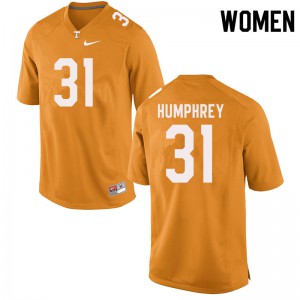 Womens Tennessee Volunteers Nick Humphrey #31 Embroidery Orange Jersey 252214-340