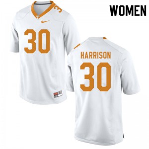 Womens Tennessee Volunteers Roman Harrison #30 White Embroidery Jerseys 336065-728