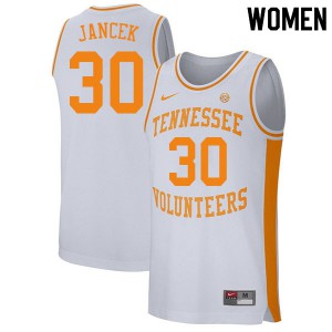 Women's Tennessee Volunteers Brock Jancek #30 White Basketball Jerseys 712797-549